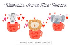 Valentine African animals face mugs clip art Product Image 1