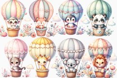 Watercolor Animal Hot Air Balloon, Hot Air Balloon Bundle Product Image 2