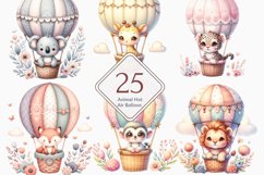 Watercolor Animal Hot Air Balloon, Hot Air Balloon Bundle Product Image 1