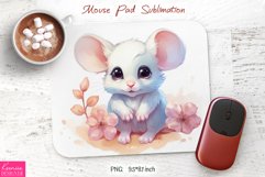 Watercolor Cartoon White Little Mouse|Kids Mouse Pad Design Product Image 1