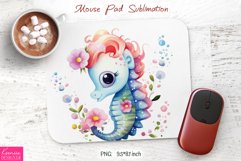 Cute Watercolor Baby Seahorse| Mouse Pad Sublimation Product Image 1
