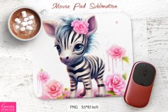 Little Baby Zebra with Pink Flower| Mouse Pad Design Product Image 1