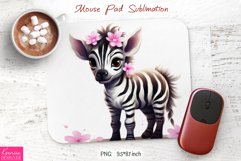 Little Baby Zebra with Pink Flower| Mouse Pad Design Product Image 1