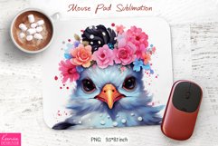 Watercolor Bird Head|Flower Mouse Pad Sublimation Product Image 1