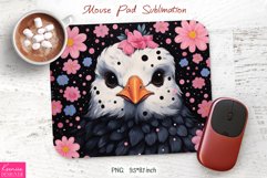White Bird Head|Pink Flower Mouse Pad Sublimation Product Image 1