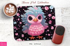 Funny Fluffy Pink Bird |Pink Mouse Pad Sublimation Product Image 1