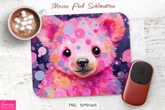 Cute Pink Baby Bear|Flower Mouse Pad Sublimation Product Image 1