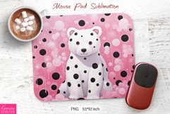 Smiling White Bear|Pink Mouse Pad Sublimation Product Image 1
