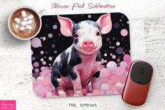Watercolor Funny Pig|Animal Mouse Pad Sublimation Product Image 1