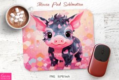 Watercolor Funny Pig|Animal Mouse Pad Sublimation Product Image 1