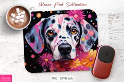 Pop Art Dalmatian|Pink Flowers Mouse Pad Sublimation Product Image 1