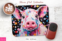 Oil Painting Colorful Pig|Animal Mouse Pad Sublimation Product Image 1