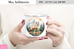 Watercolor Fox Mug Sublimation|Camping Mug Design Product Image 1