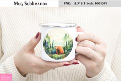Watercolor Bear Mug Sublimation|Camping Mug Design Product Image 1