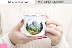 Watercolor Mountains Mug Sublimation|Camping Mug Design Product Image 1