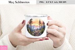 Watercolor Mountains Mug Sublimation|Camping Mug Design Product Image 1