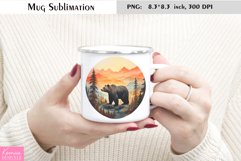 Watercolor Bear Mug Sublimation|Camping Mug Design Product Image 1