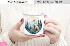 Watercolor Brown Bear Mug Sublimation|Camping Mug Design Product Image 1