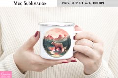Watercolor Bear Mug Sublimation|Camping Mug Design Product Image 1