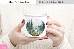 Watercolor Mountains Mug Sublimation|Camping Mug Design Product Image 1
