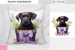 Puppy in the Clay Pot with Lavender| Pillow Sublimation Product Image 1