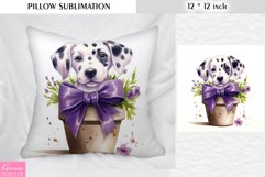 Dalmatian Puppy in the Clay Pot with Lavender| Pillow Design Product Image 1
