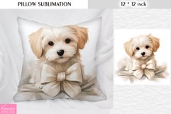 Watercolor White Little Dog|Animal Pillow Sublimation Product Image 1