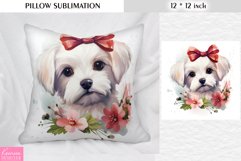 Watercolor White Dog Head|Animal Pillow Sublimation Product Image 1