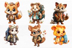 Cute Animal with Backpack Watercolor Sublimation Clipart Product Image 7
