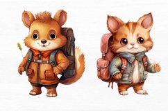 Cute Animal with Backpack Watercolor Sublimation Clipart Product Image 6