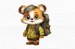 Cute Animal with Backpack Watercolor Sublimation Clipart Product Image 4