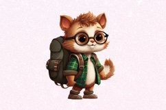 Cute Animal with Backpack Watercolor Sublimation Clipart Product Image 5