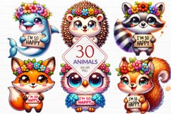 Watercolor Animals Clipart, Happy Animals Clipart Bundle Product Image 1