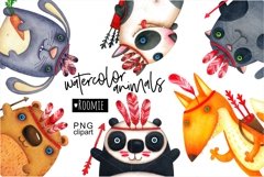 Watercolor animals clipart PNG, Fox Panda Cat Rabbit Bear Product Image 2