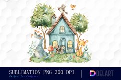 Animal House Watercolor Clipart Product Image 1