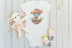Watercolor Animals in Hot Air Balloon clipart Product Image 4