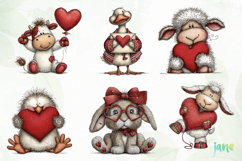 Watercolor Animals Valentine Clipart Product Image 2