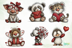 Watercolor Animals Valentine Clipart Product Image 12