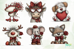 Watercolor Animals Valentine Clipart Product Image 11