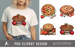 Watercolor Apple Pie Sublimation Clipart Product Image 1