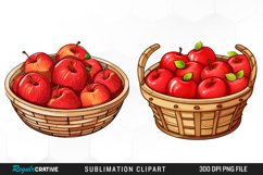 Watercolor Basket Of Apples Fun Clipart Product Image 1