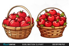 Watercolor Basket Of Apples Fun Clipart Product Image 1