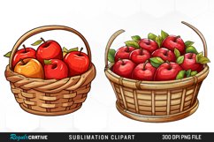 Watercolor Basket Of Apples Fun Clipart Product Image 1