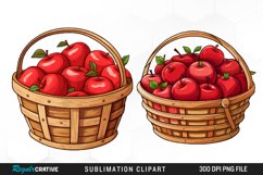 Watercolor Basket Of Apples Fun Clipart Product Image 1