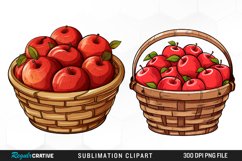 Watercolor Basket Of Apples Fun Clipart Product Image 1