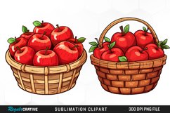 Watercolor Basket Of Apples Fun Clipart Product Image 1