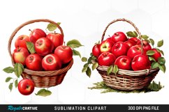 Watercolor Basket Of Apples Fun Clipart Product Image 1