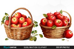 Watercolor Basket Of Apples Fun Clipart Product Image 1