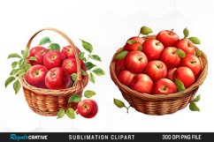 Watercolor Basket Of Apples Fun Clipart Product Image 1