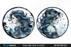 Watercolor Aquarius Zodiac Sign Clipart Product Image 1